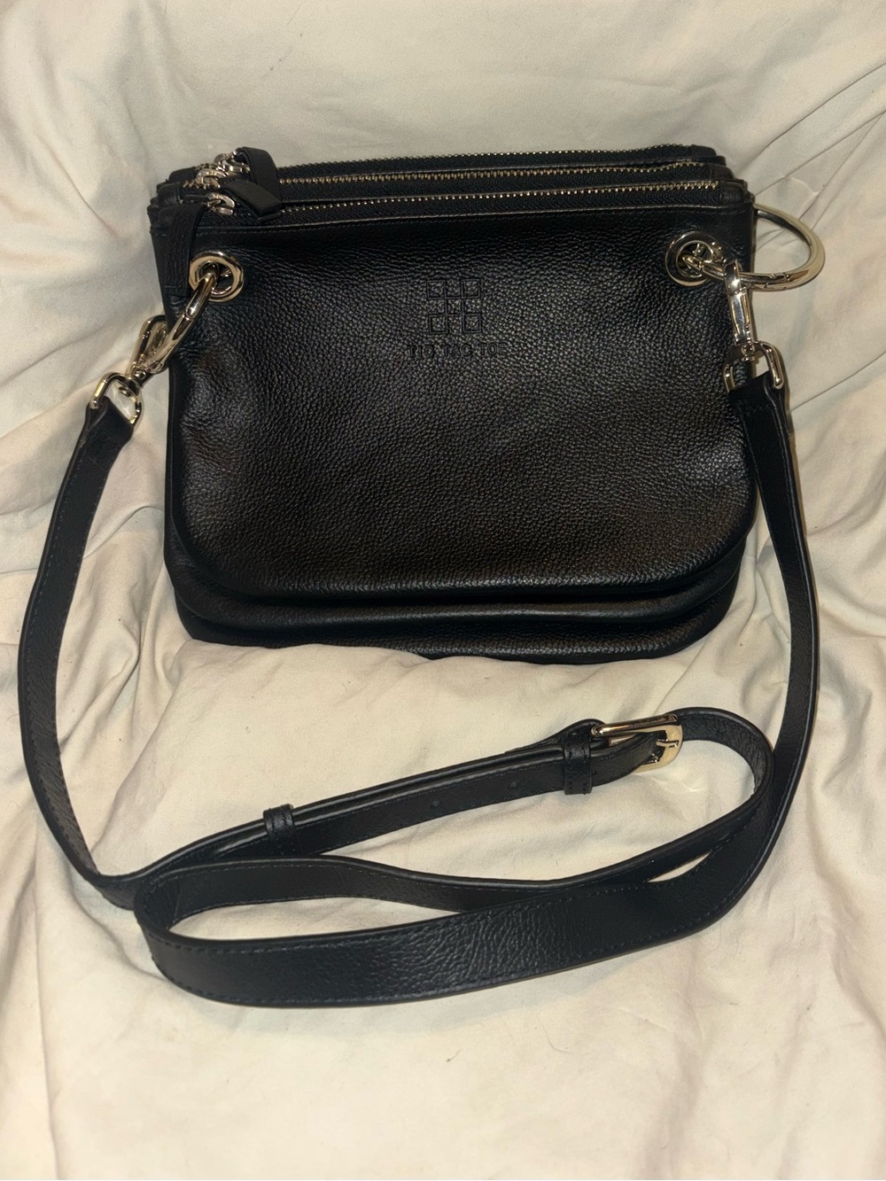 Tic Tac Toe Minime Interchangeable Purse Handbags Black Leather Adjustable Strap